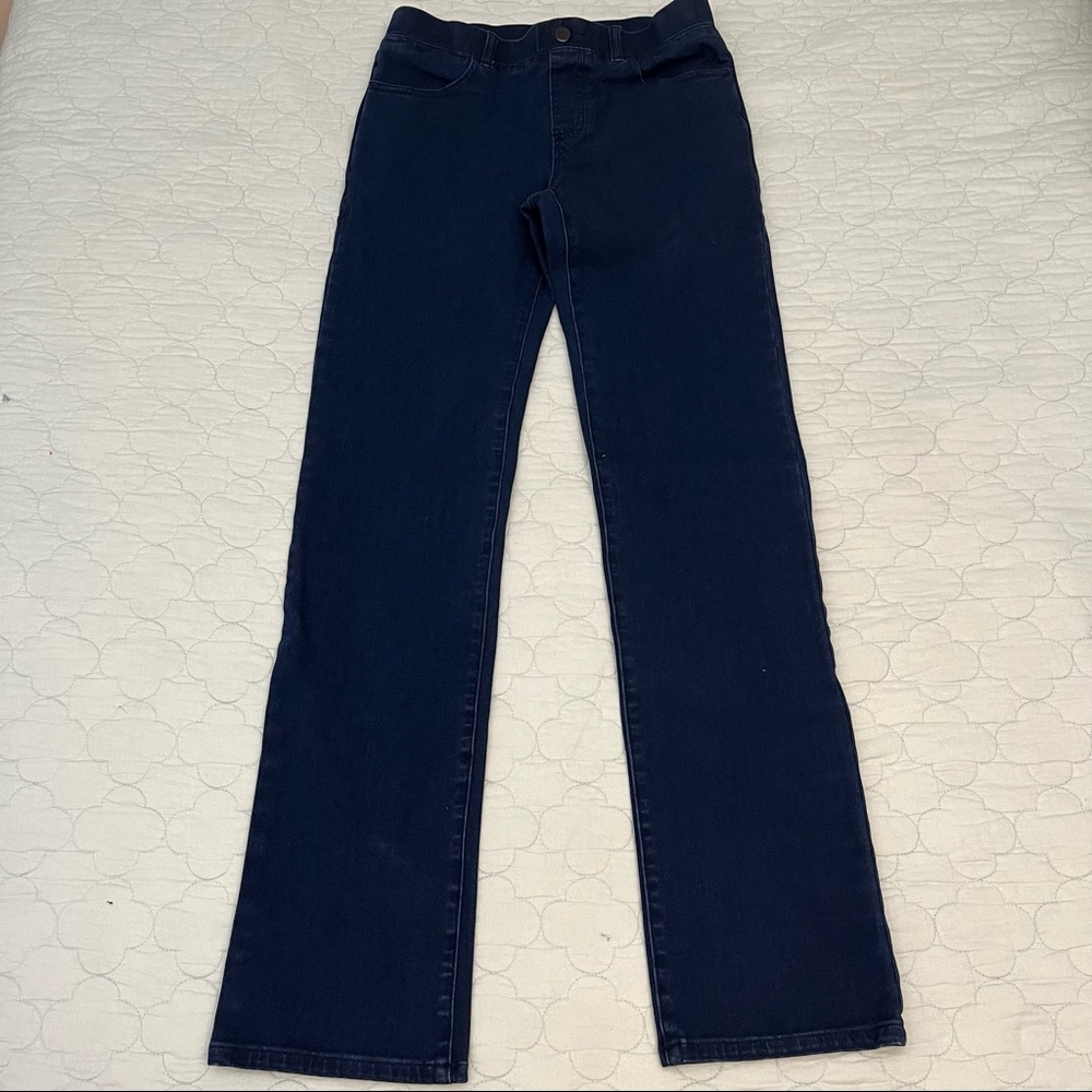 Betabrand Boot-Cut 4-Pocket Yoga Denim in Dark Indigo  — size S Long